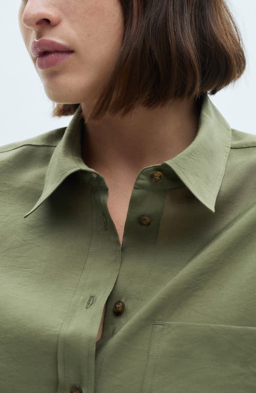 Mango Relaxed Button-up Shirt In Khaki Green