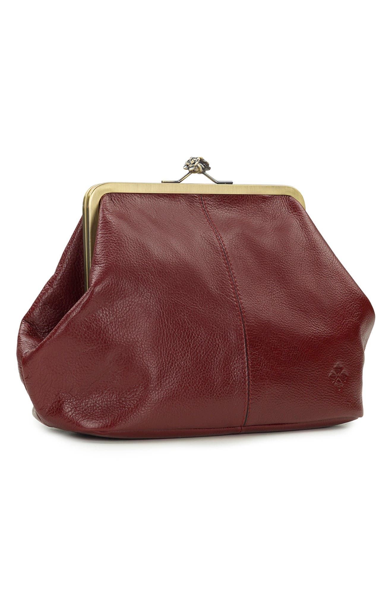 Sofia Small Frame Leather Crossbody Bag, Alternate, color, MAROON