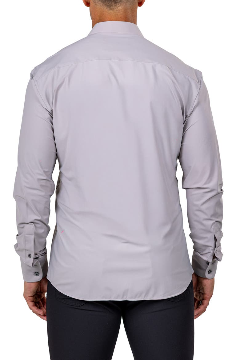 Eins Shaped Fit Marthy3016 Grey Knit Button-Up Shirt, Alternate, color, GREY