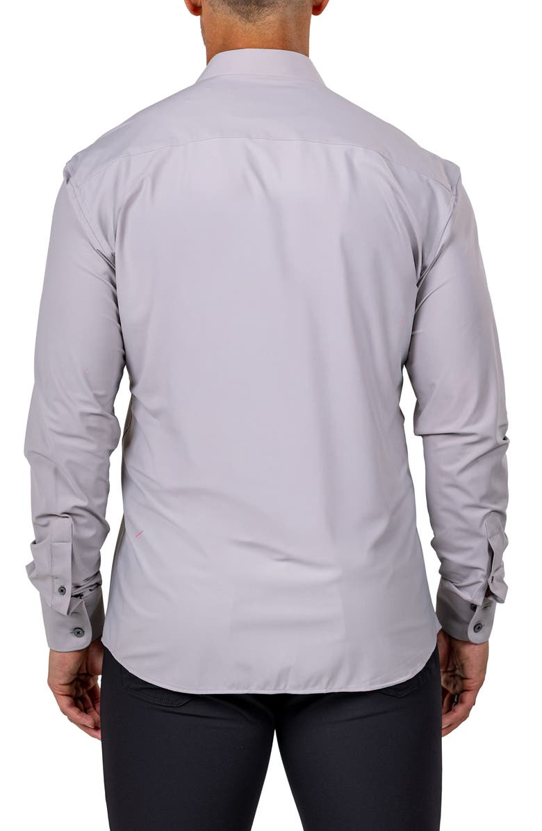 Maceoo Eins Shaped Fit Marthy3016 Grey Knit Button-Up Shirt, Alternate, color, 