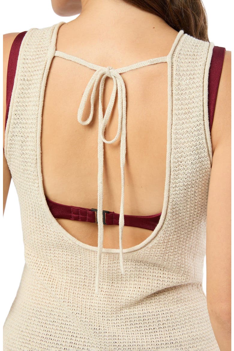 Linen Knit Scoop Back Mini Dress, Alternate, color, BIRCH