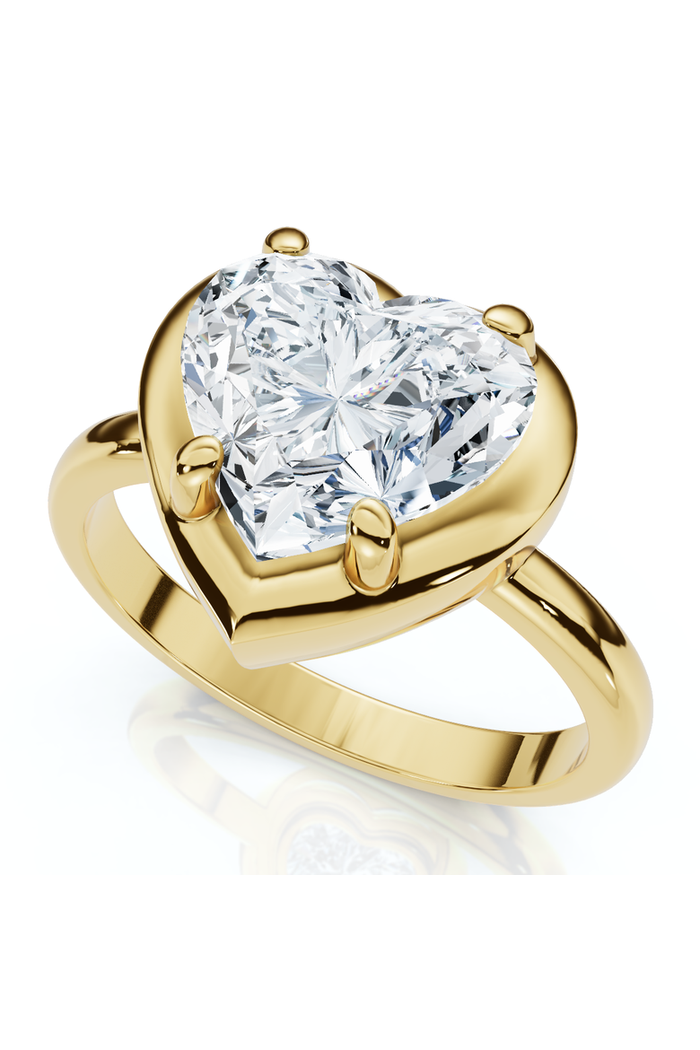 Certified 2 1/2Ct Heart Diamond Button Engagement Ring 14k Gold or Pt Lab Grown, Main, color, 14k Yellow Gold