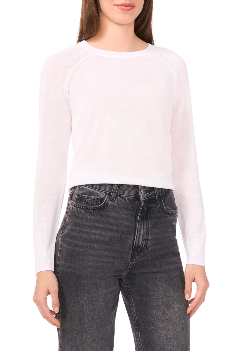 Crewneck Raglan Sleeve Sweater, Main, color, BRIGHT WHITE