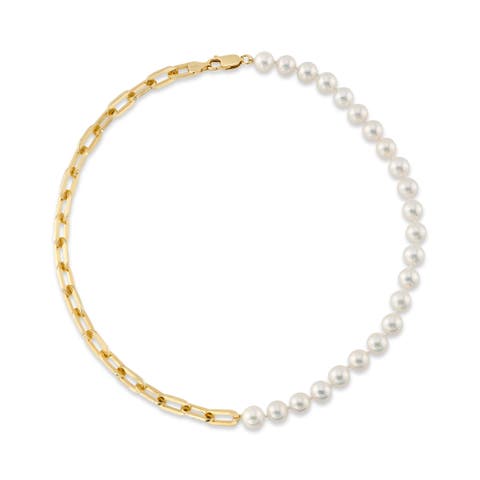 7mm White Freshwater Oscar Pearl & Chain Necklace