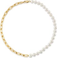 The Pearl Source 7mm White Freshwater Scarlett Pearl & Chain Necklace