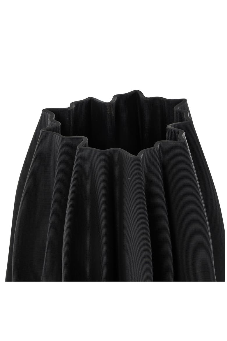 Ruffled Ceramic Vase, Alternate, color, BLACK