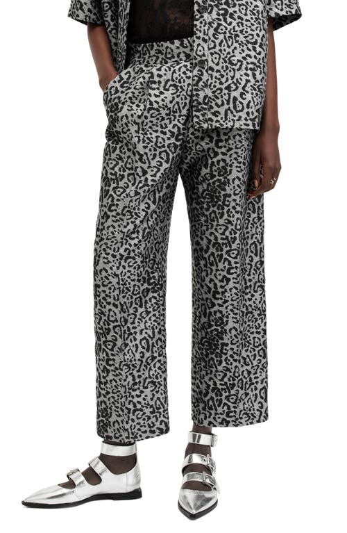 AllSaints Jemi Leopard Pattern Crop Pants in Silver Grey 