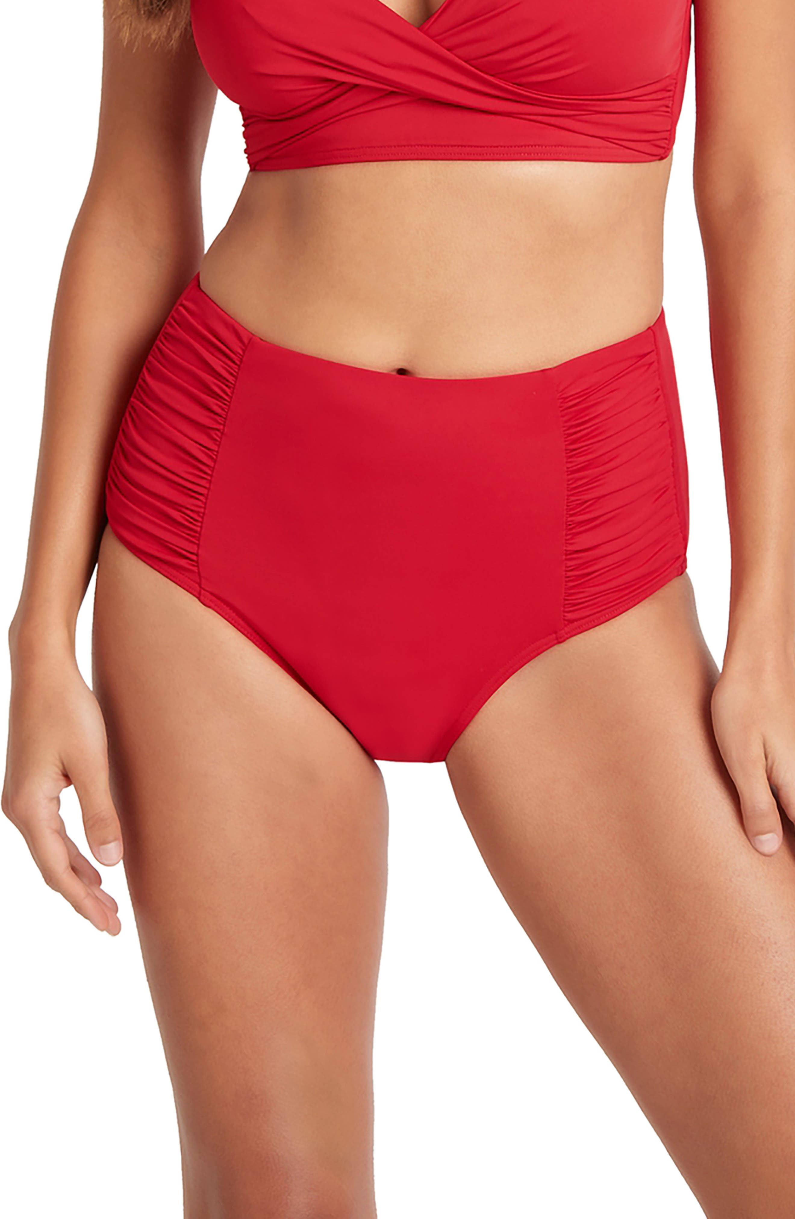 Sea Level High Waist Gathered Side Swim Bottoms 