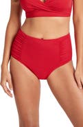 Sea Level High Waist Gathered Side Swim Bottoms