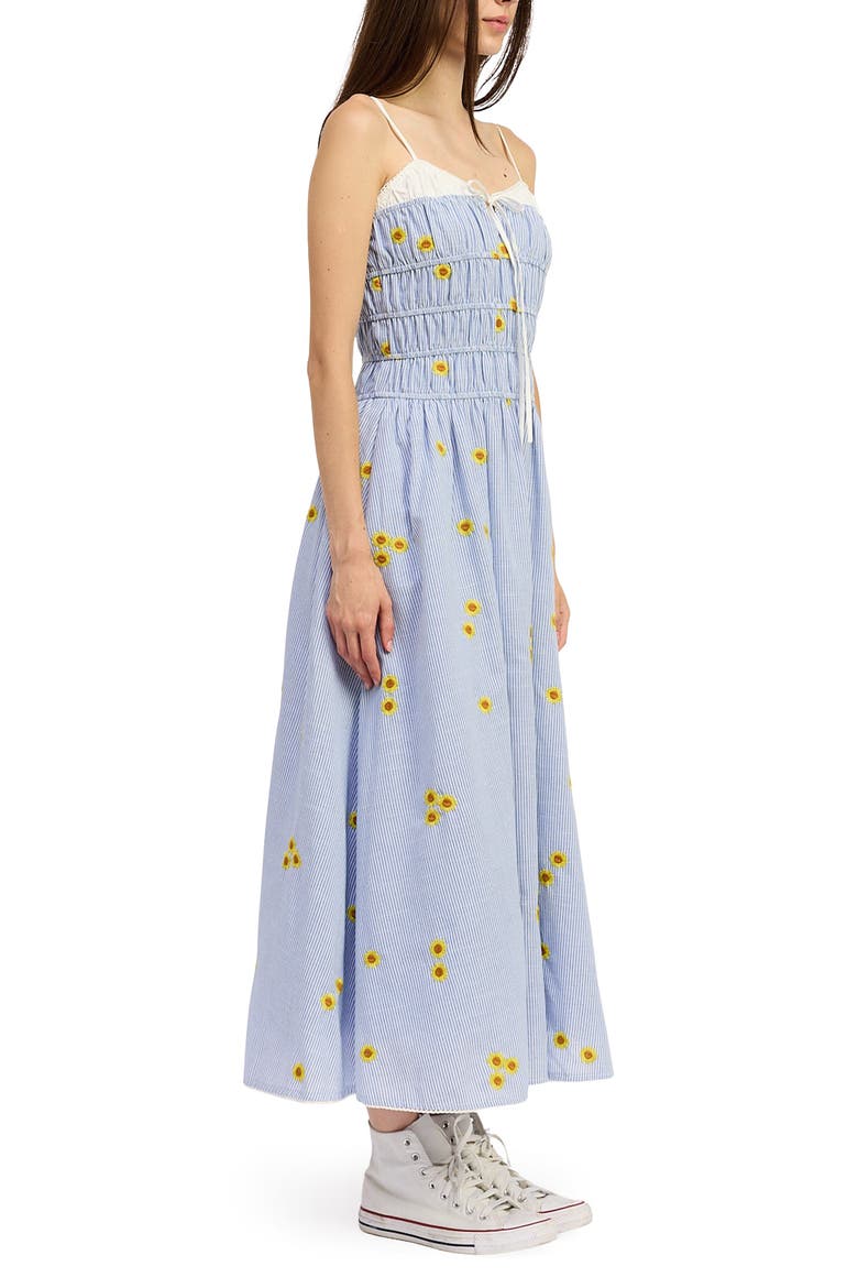 Sonnie Embroidered Detail Stripe Maxi Dress, Alternate, color, BLUE YELLOW