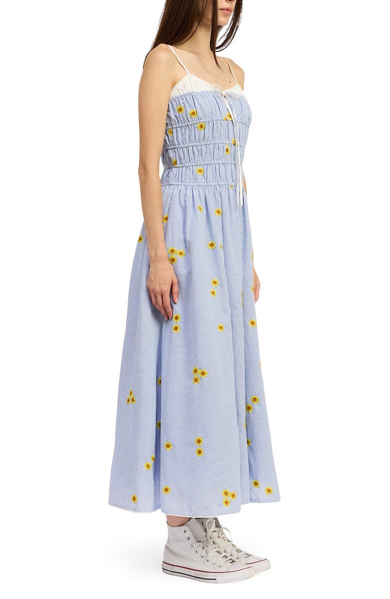 JACQUIE THE LABEL Sonnie Embroidered Detail Stripe Maxi Dress, Alternate, color, Blue Yellow