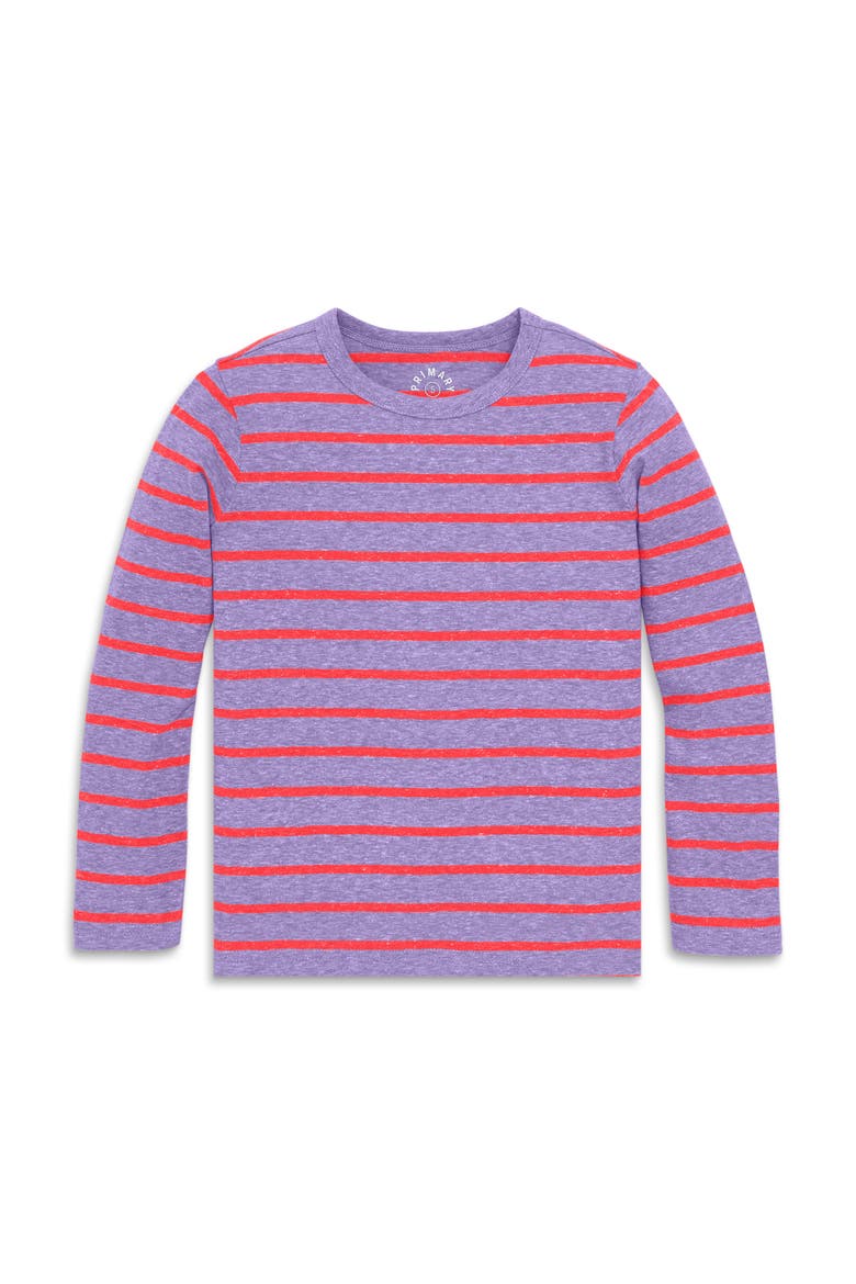 Kids Heathered Long Sleeve Stripe Tee, Main, color, Iris/ Strawberry Stripe