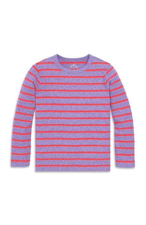 Kids Heathered Long Sleeve Stripe Tee (Toddler, Little Kid, & Big Kid)