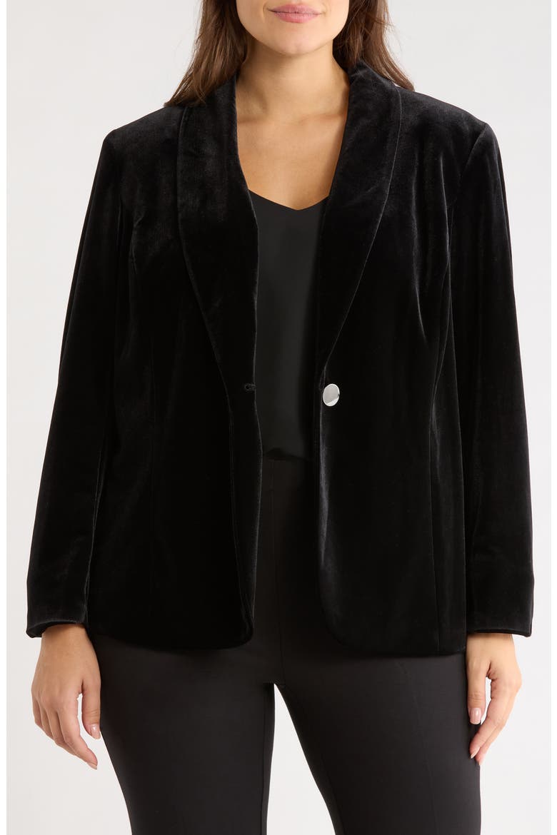 One-Button Shawl Collar Blazer, Alternate, color, ANNE BLACK