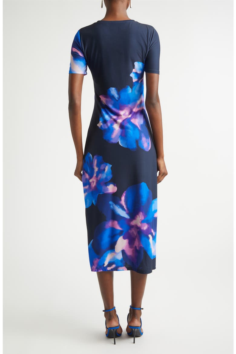 Kamila Body-Con Midi Dress, Alternate, color, NAVY FLORAL JERSEY