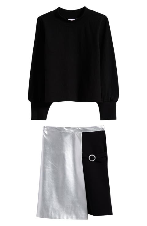 Kids' Sweater & Faux Leather Skirt Set (Big Kid)