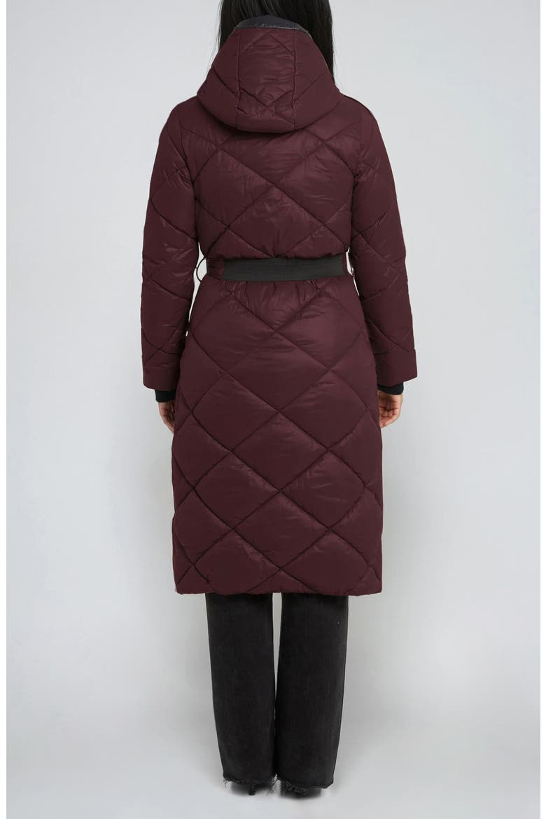 Amiyah Belted Diamond Quilt Longline Jacket, Alternate, color, PORTO