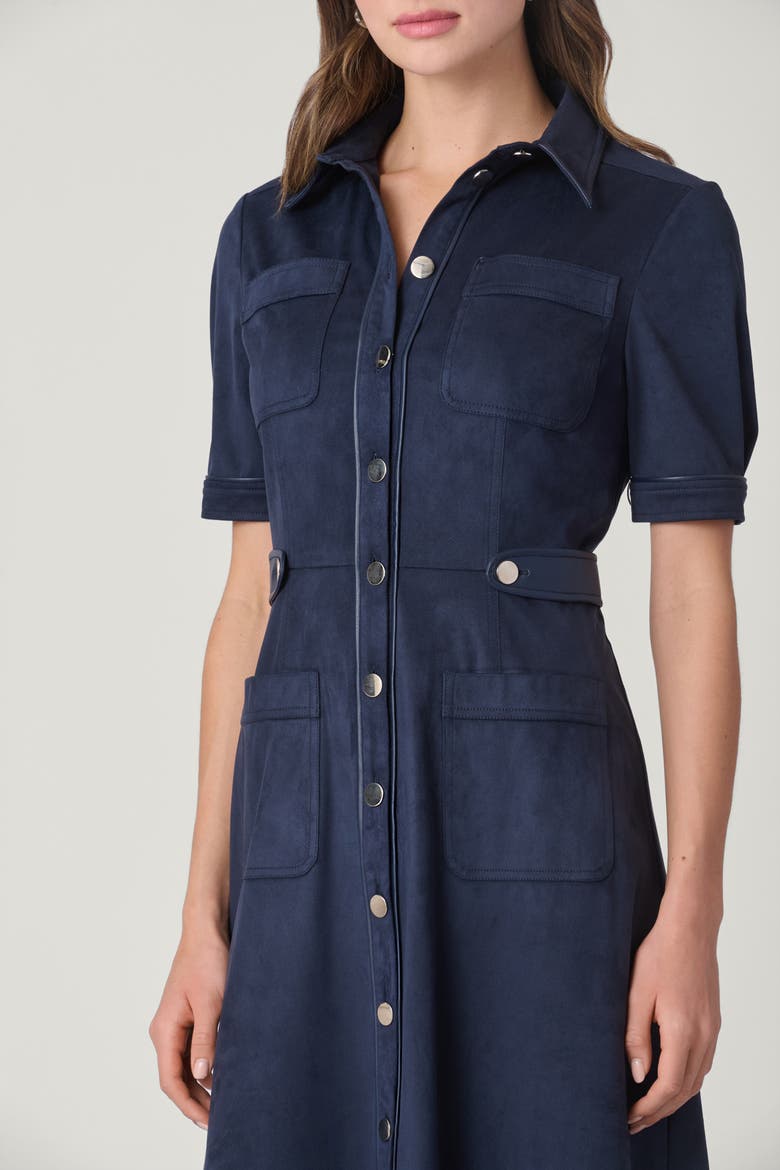 Suede and Leather Jenson Dress, Alternate, color, Navy