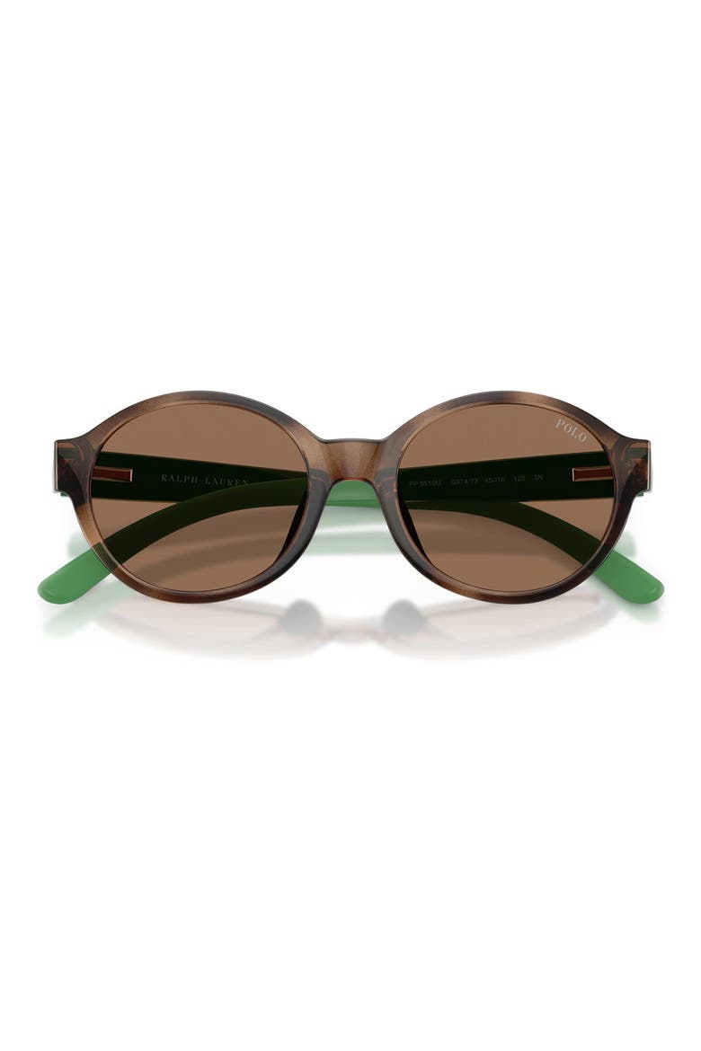 Kids 45mm Round Sunglasses, Alternate, color, SHINY DARK HAVANA / DARK BROWN