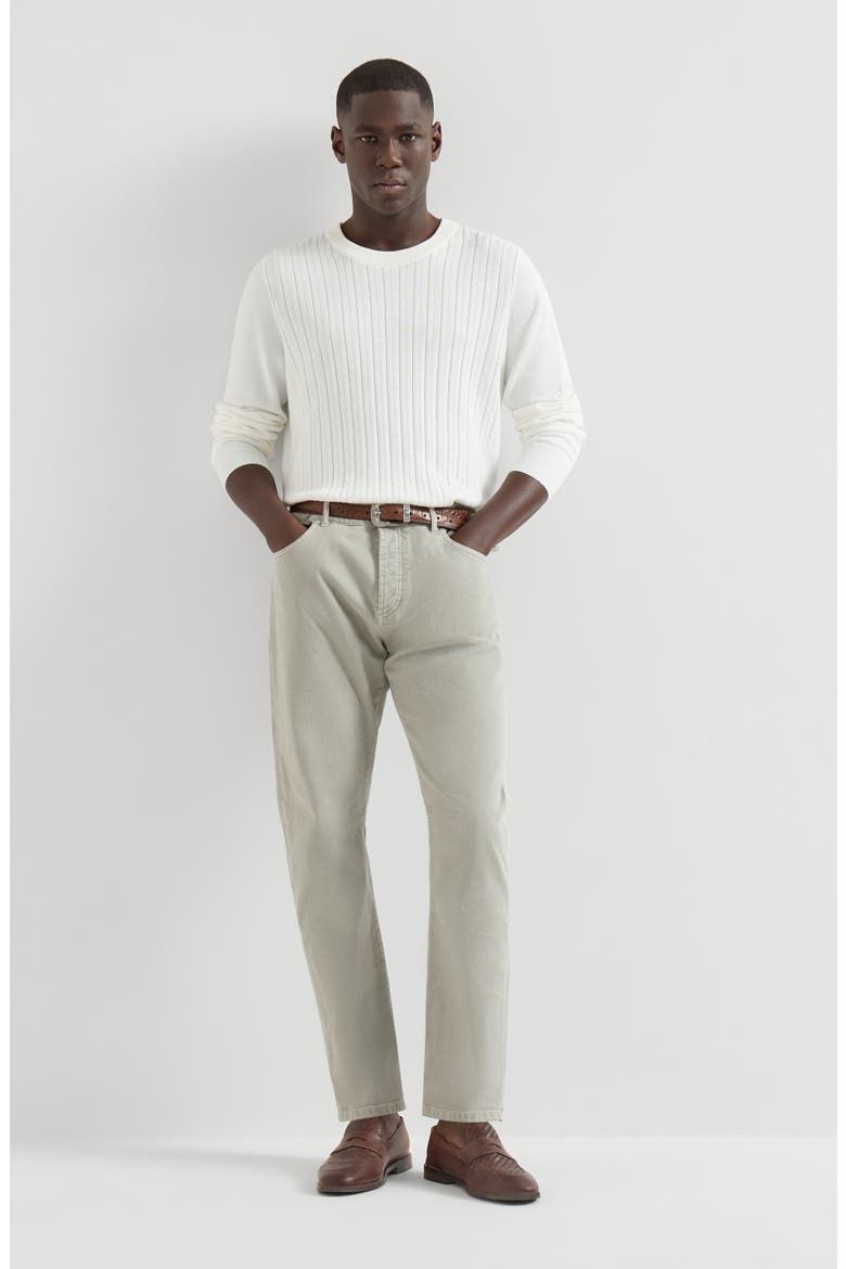 Garment-dyed denim trousers, Alternate, color, Khaki