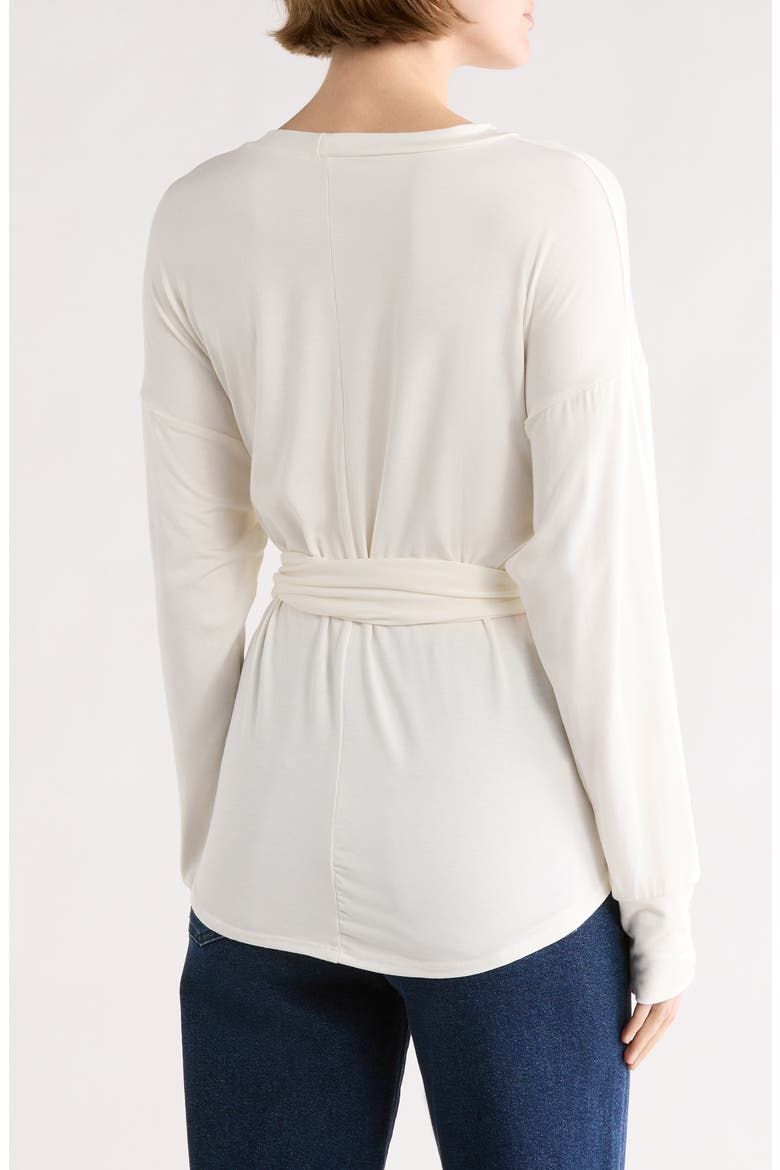 Faux Tie Wrap Sweater, Alternate, color, WHITE INTERLOCK