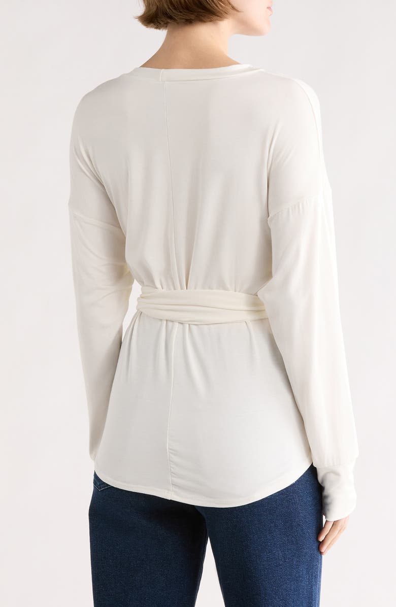 GO COUTURE Faux Tie Wrap Sweater, Alternate, color, White Interlock