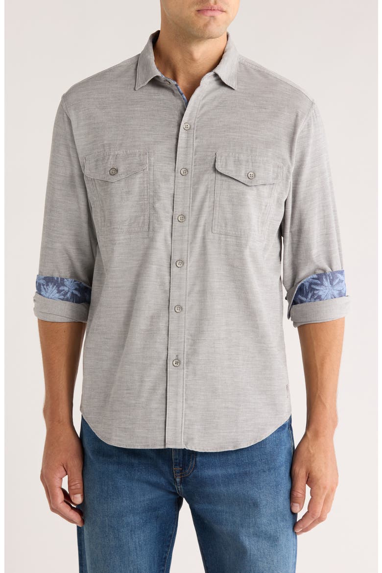 Coastline Cord Heather Bay Cotton Corduroy Button-Up Shirt, Main, color, LIGHT GREY HEATHER