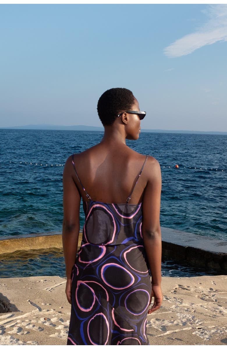 Untitled in Motion Amman Cowl-Neck Silky Crop Tank, Alternate, color, Obsidian