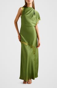 Ever New Kody One-Shoulder Satin & Lace Gown