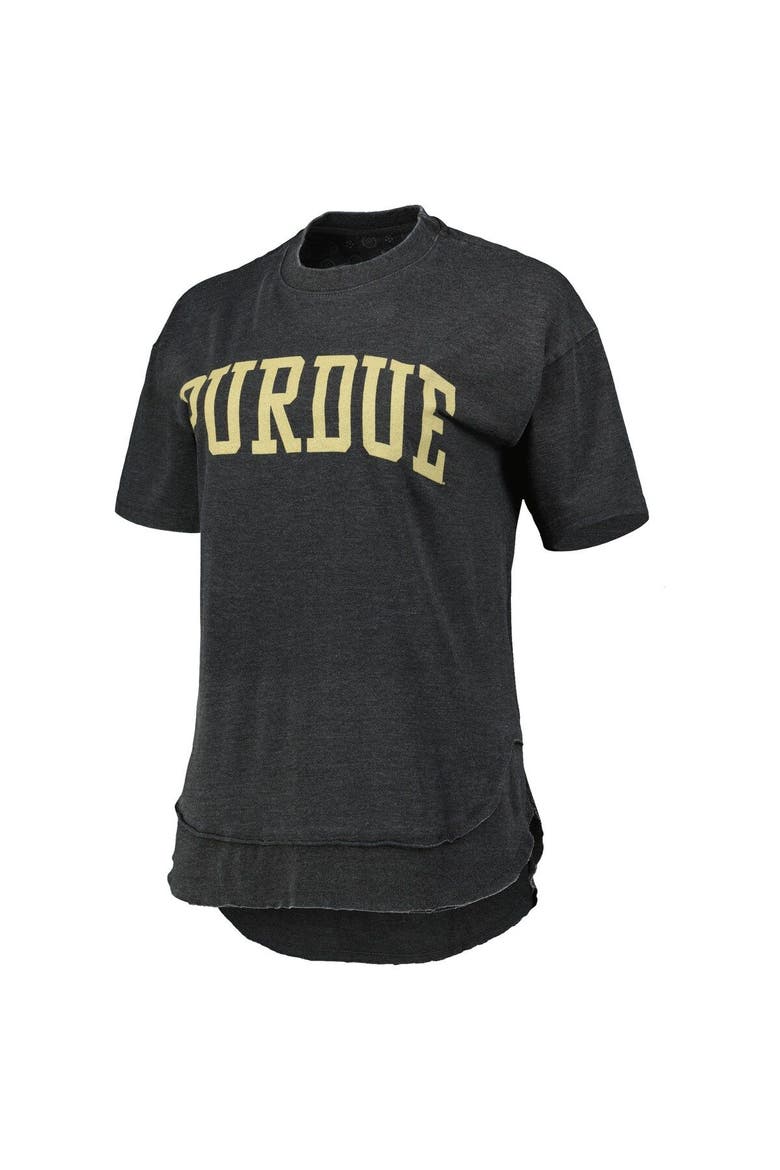 Women's Pressbox Heathered Black Purdue Boilermakers Arch Poncho T-Shirt, Alternate, color, Heather Black