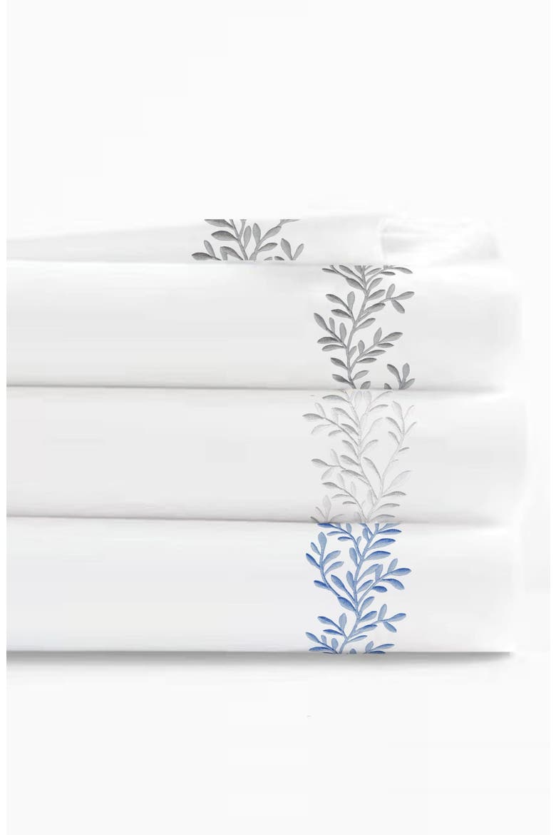 Floral Embroidered 600 Thread Count 100% Cotton Duvet Cover Set, Alternate, color, GREY