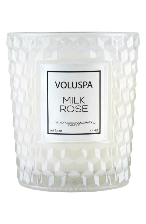 Roses Classic Textured Glass Candle
