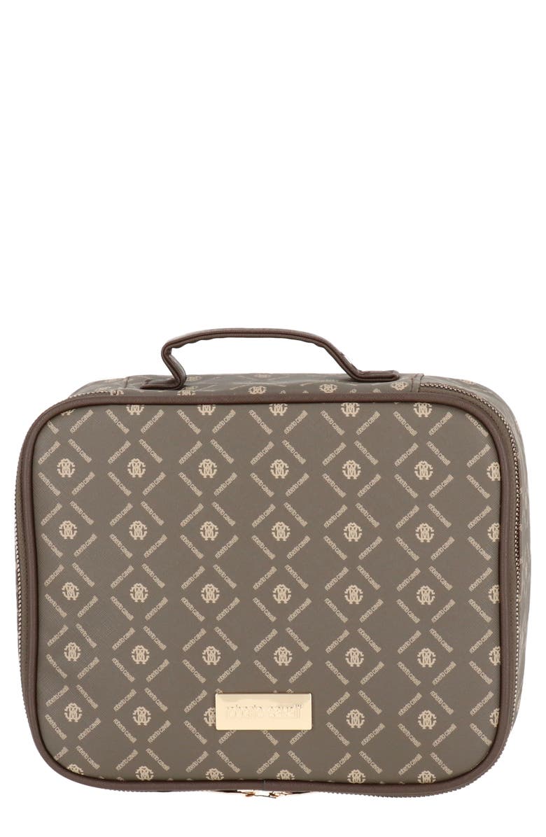 Roberto Cavalli Monogram Square Cosmetic Case, Main, color,