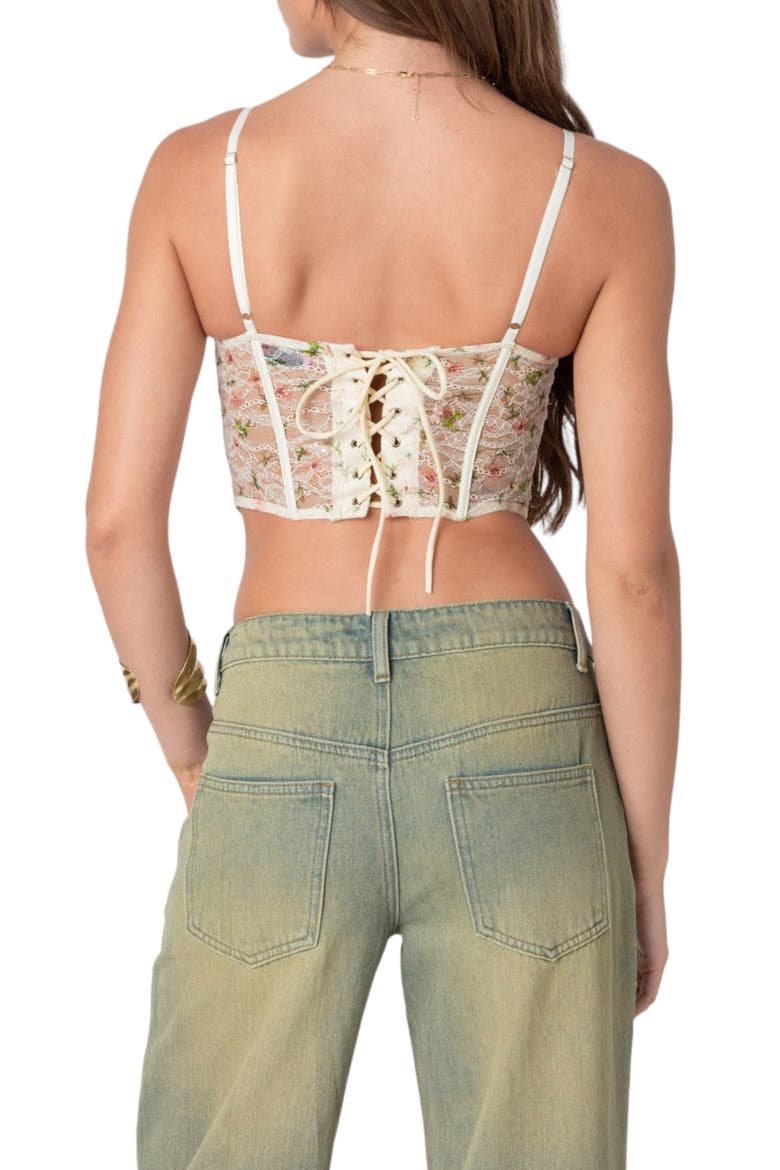 Embroidered Lace Corset Top, Alternate, color, CREAM