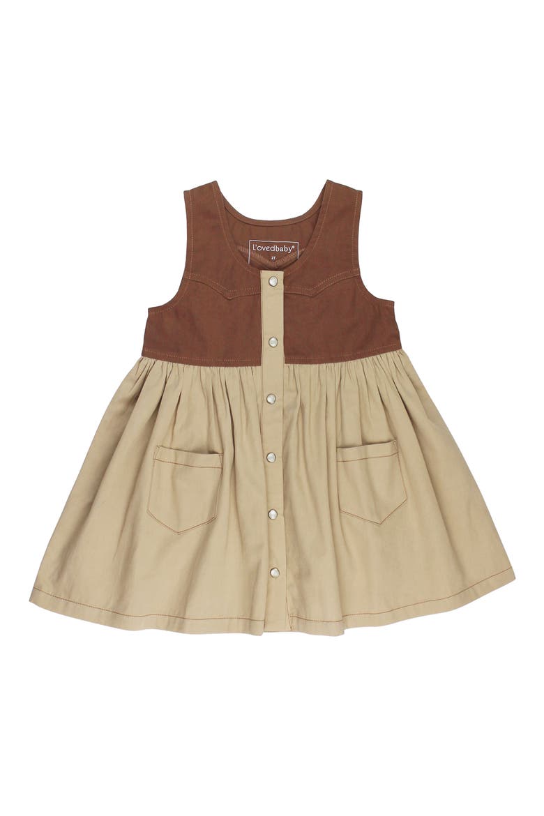 Sleeveless Organic Cotton Western Dress, Main, color, OATMEAL