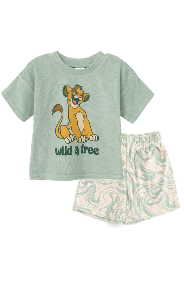 Disney Lion King Simba Boys' Loop Terry 2-Piece T-Shirt and Shorts Set, Main, color, Simba Sage Green