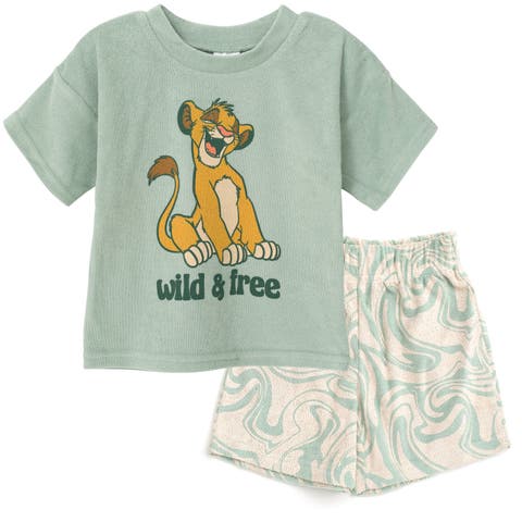 Lion King Simba Boys' Loop Terry 2-Piece T-Shirt and Shorts Set (Toddler, Little Kid & Big Kid)