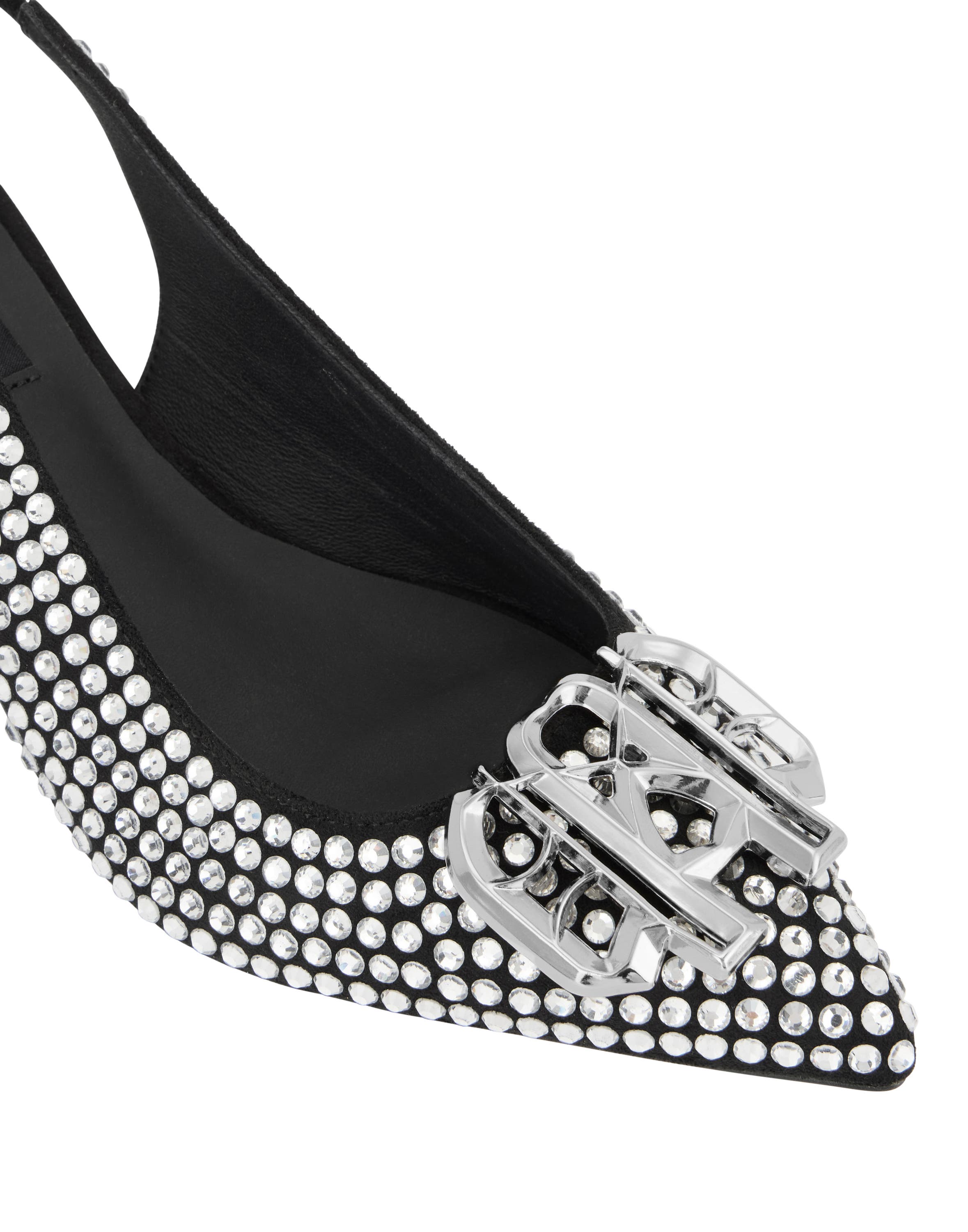Suede Strass Slingback Shoes H55 Gothic Women, Alternate, color, Silver