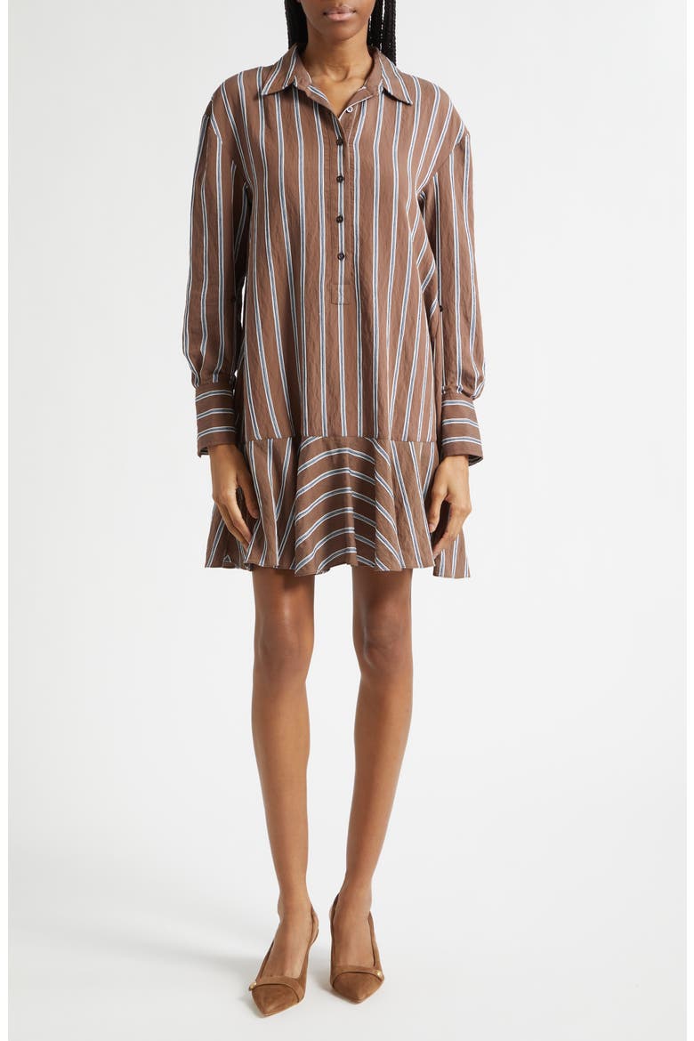 Azriel Long Sleeve Shirtdress, Main, color, DARK MOCHA
