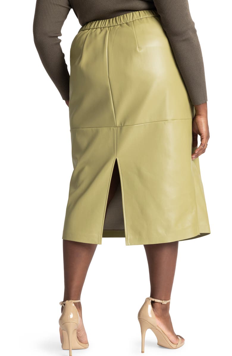 ELOQUII Asymmetric Faux Leather Skirt, Alternate, color, 