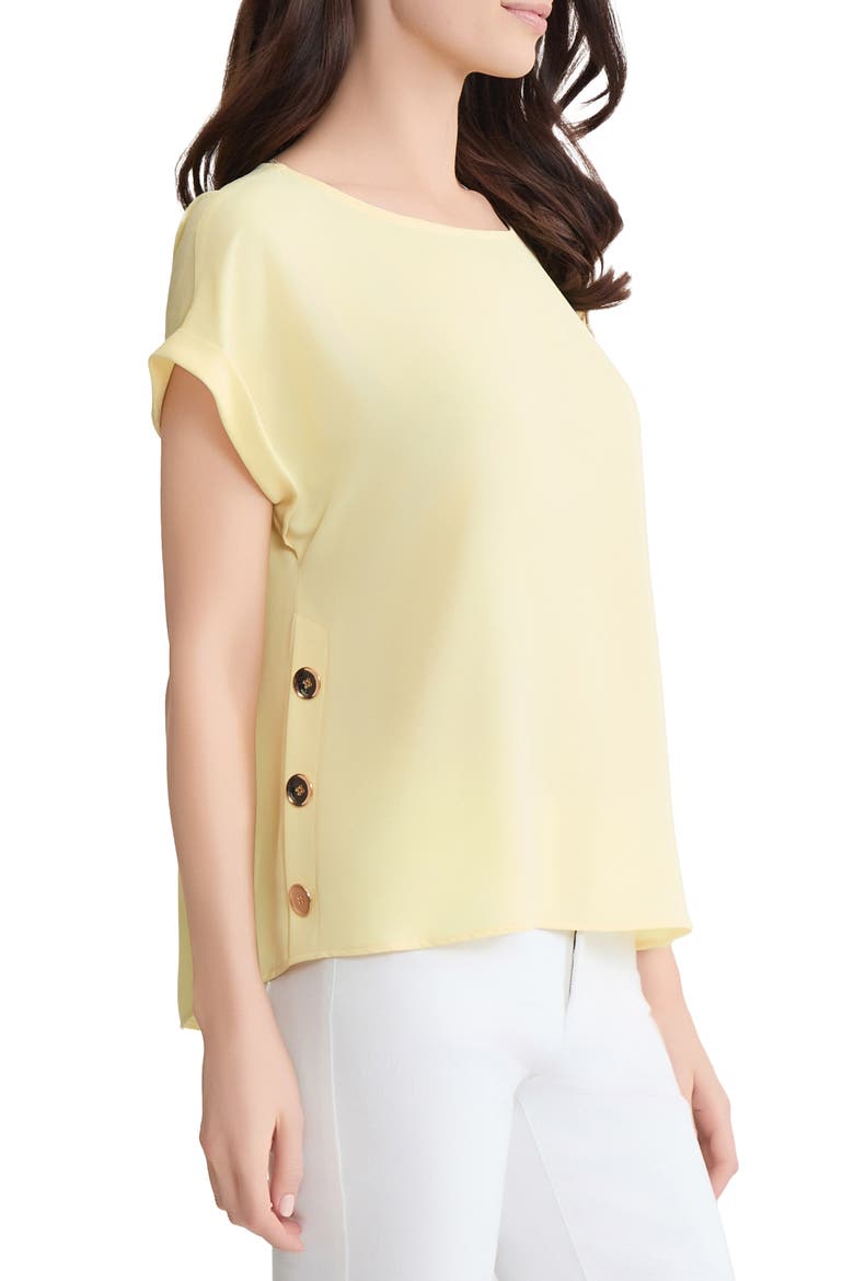 Button Side Short Sleeve Top, Alternate, color, CORNSILK