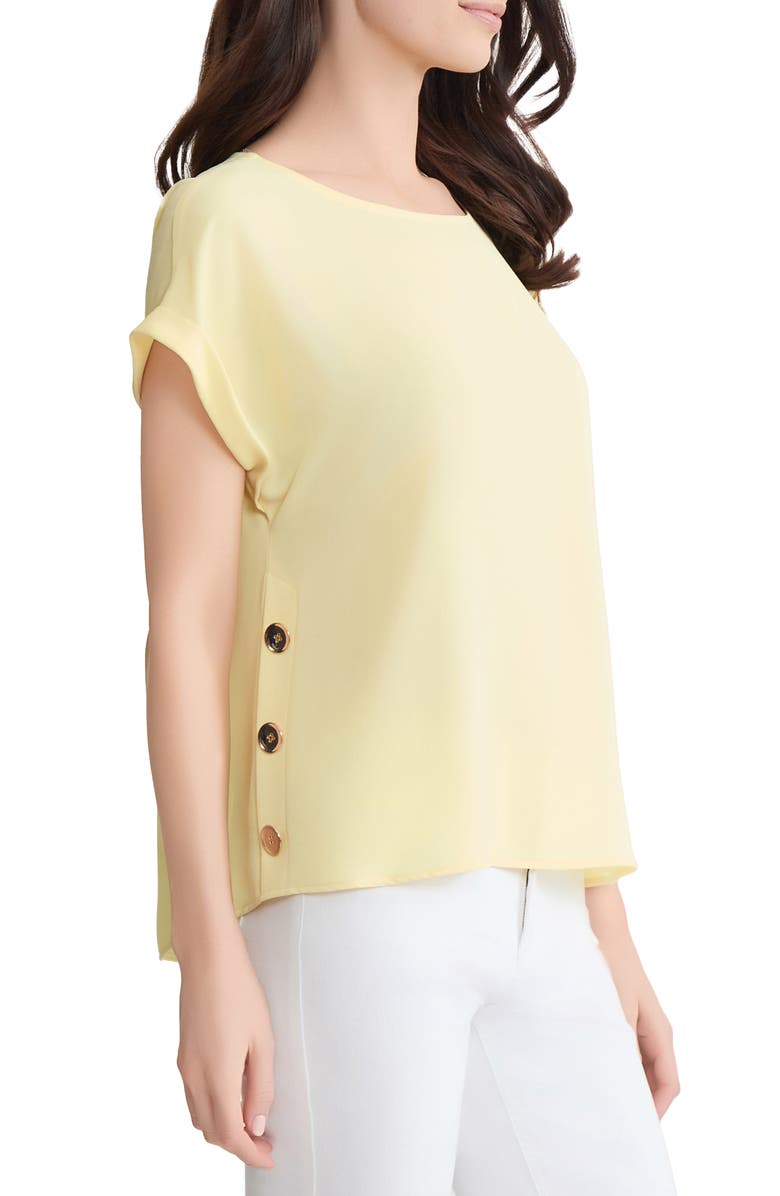 Jones New York Button Side Short Sleeve Top, Alternate, color, Cornsilk
