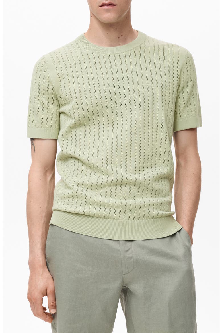 Openwork Stripe Cotton Top, Main, color, GREEN APPLE