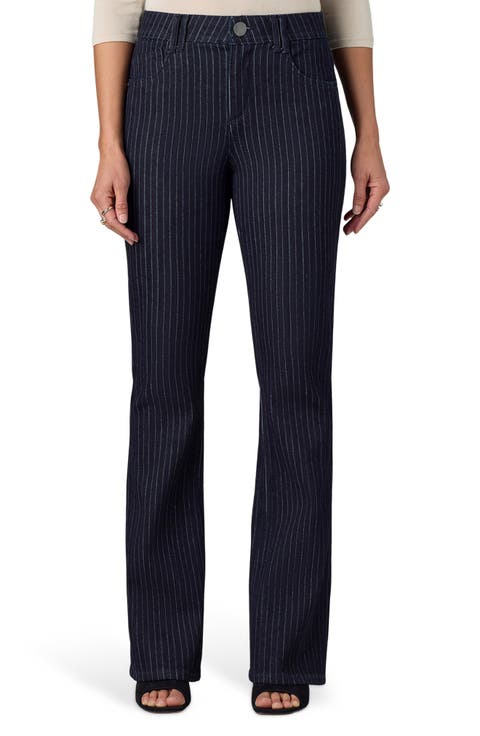 Brittany Pinstriped High Waist Itty Bitty Bootcut Jeans