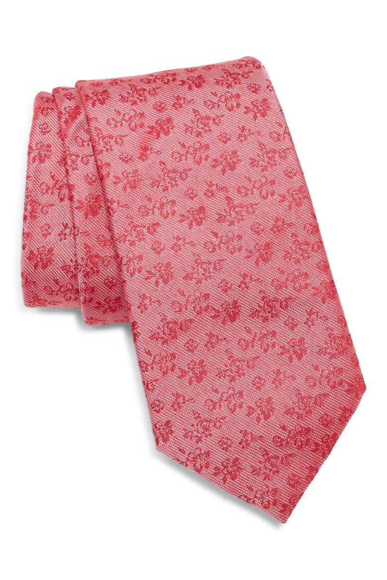 Menorca Floral Jacquard Silk Tie, Main, color, PINK
