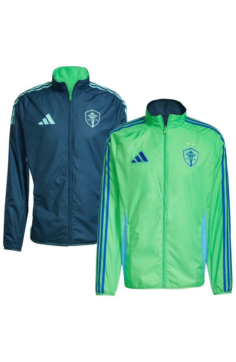 adidas Men's adidas Rave Green/Blue Seattle Sounders FC 2025 Anthem Reversible Full-Zip Jacket, Main, color, Green