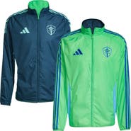 adidas Men's adidas Rave Green/Blue Seattle Sounders FC 2025 Anthem Reversible Full-Zip Jacket