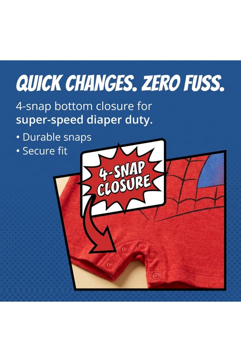 Hooded Romper, Alternate, color, Spider Man Red