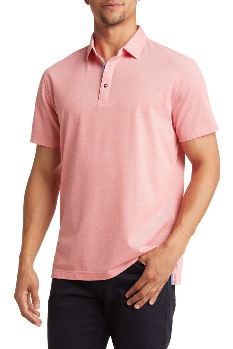 Trim Fit Short Sleeve Polo, Main, color, CORAL
