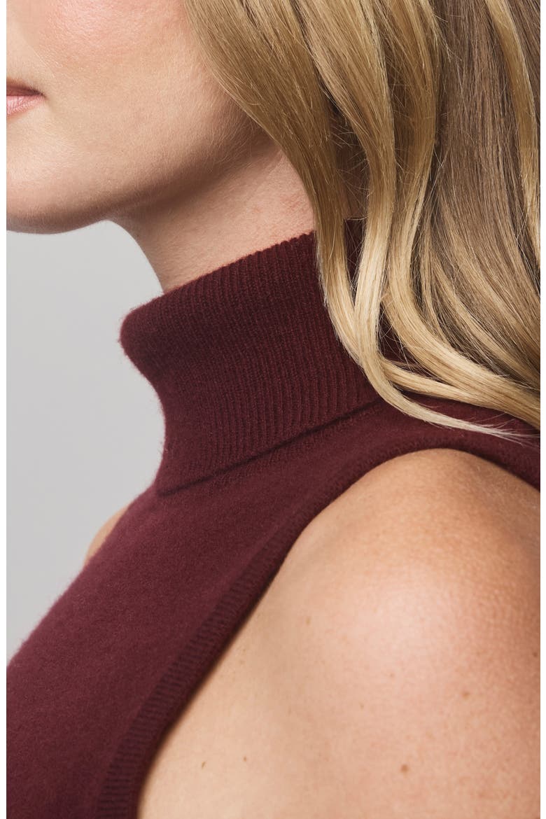 Tori Sleeveless Turtleneck Cashmere Sweater, Alternate, color, ROSEWOOD